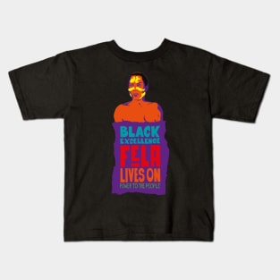 Fela Kuti Tribute Illustration: Black Excellence Lives On Kids T-Shirt